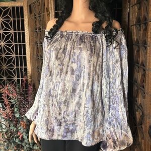 WHITE HOUSE BLACK MARKET SILKY OFF THE SHOULDER BLOUSE M